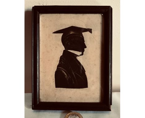 MINIATURE SILHOUETTE PORTRAIT, JC SMITH, QUEENS COLLEGE OXFORD 1845, APPROXIMATELY 11 x 8cm