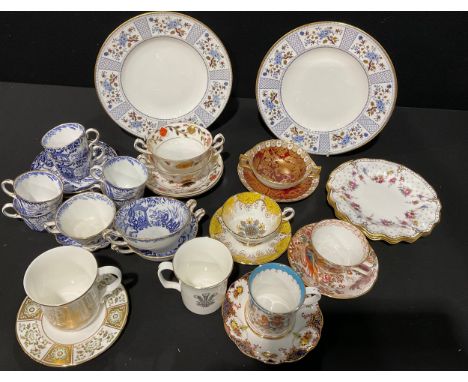 Royal Crown Derby - a pair of Royal Antoinette pattern 20cm diameter wavy rim plates, seconds; other assorted patterns inc tw