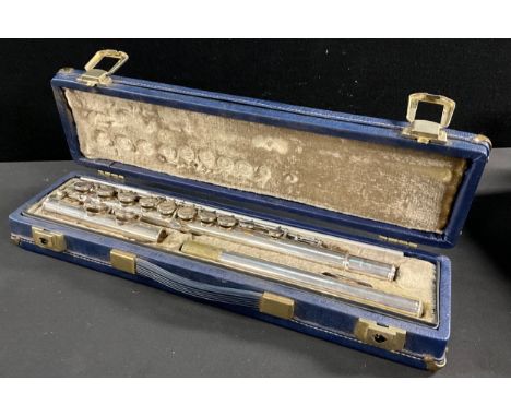 Musical Instrument - a Boosey &amp; Hawkes Emperor silver plated flute, cased