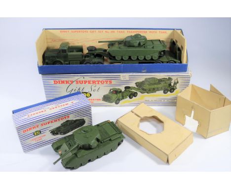 2 Dinky Military. A Gift Set 968 Tank Transporter with Tank. Containing a rare seldom seen transporter, using the detachable 