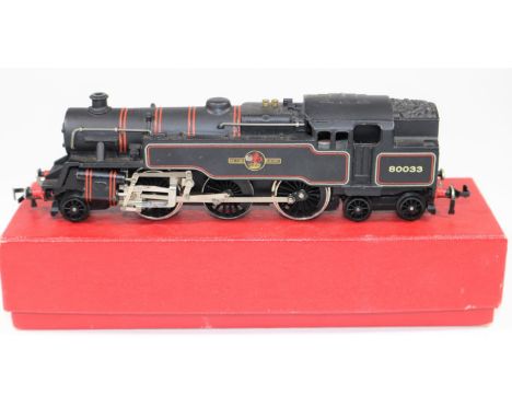 Hornby Dublo 2-rail BR Class 4MT 2-6-4 Standard Tank locomotive (2218) in lined black livery, RN80033. In a seldom seen all r