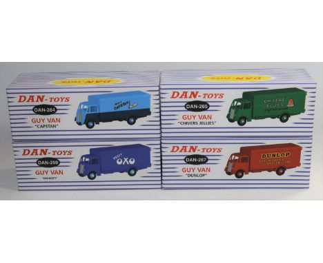 4 French Limited issue (500) DAN TOYS Guy Vans. Capstan (264) in two tone blue. Chivers Jellies (265), in dark green. Beefy O