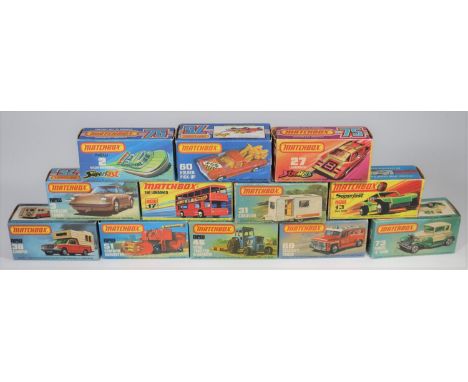 12 Matchbox Superfast/75. No.2 Rescue Hovercraft. No.3 Porsche Turbo. No.13 Baja Buggy. No.17 The Londoner double deck bus. N