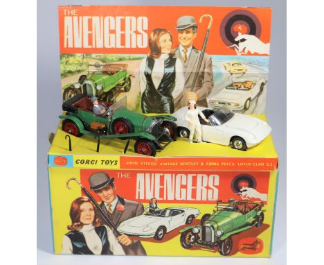 A rare Corgi Toys Gift Set 40 The Avengers. Comprising vintage Bentley and Lotus Elan with both plastic figures John Steed an