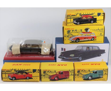 6 French Limited issue (500) DAN TOYS. Citroen Presidential (217) in  metallic dark grey. A Break ID 19 Citroen R.T.L. in red