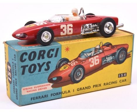 Corgi Toys Ferrari Formula 1 Grand Prix (154). In bright red, RN35, with driver, spun wheels with black tyres. Boxed, with Cl