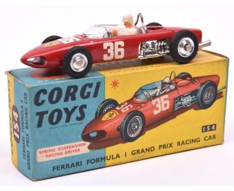 Corgi Toys Ferrari Formula 1 Grand Prix (154). In bright red, RN35, with driver, spun wheels with black tyres. Boxed, with Cl