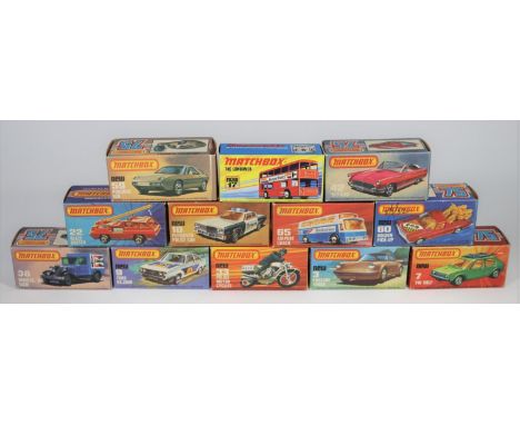 12 Matchbox 75/Superfast. No.3 Porsche Turbo. No.7 Volkswagen Golf. No.9 Ford Escort RS2000. No.10 Plymouth Police Car. No.17