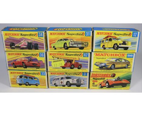 9 Matchbox Superfast. No.3 Mercedes-Benz Binz Ambulance. No.4 Gruesome Twosome. No.12 Safari Land Rover. No.23 Volkswagen Cam