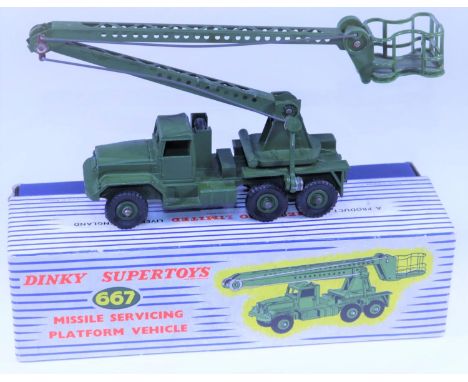 Dinky Supertoys Missile Servicing Platform Vehicle (667). In military green. Boxed, minor wear with no operating instruction 