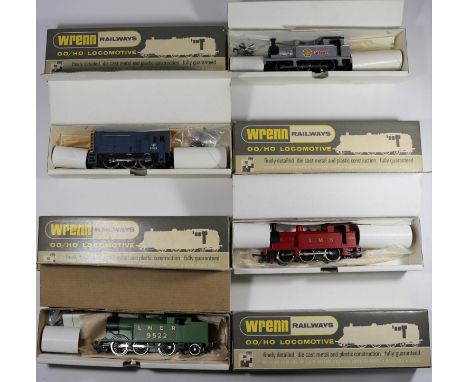 4x Wrenn Railways OO gauge locomotives. An LNER Class N2 0-6-2T locomotive, 9522, in light green livery (W2217). An LMS 0-6-0