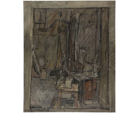 Alberto Giacometti (Borgonovo 1901 - 1966 Chur)L'Atelier1951Öl auf Leinwand73x60 cmSignaturUnten links vom Künstler in Ölfarb