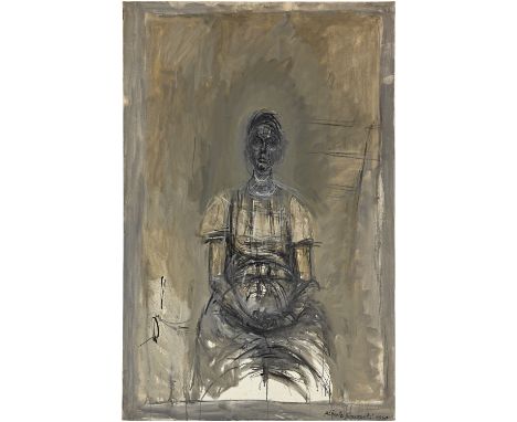 Alberto Giacometti (Borgonovo 1901 - 1966 Chur)Femme assise [Aika]1960Öl auf Leinwand100x65 cmSignaturUnten rechts vom Künstl