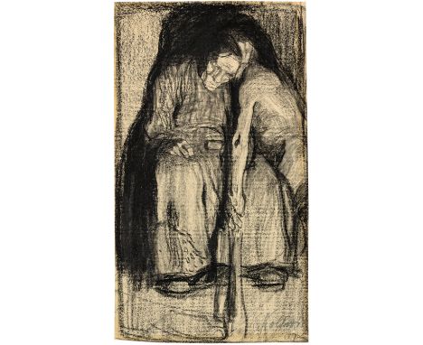 Käthe Kollwitz (Königsberg 1867 - 1945 Moritzburg)Inspiration1904Kohle auf Ingres-Bütten35x19,8 cm, BlattgrösseSignaturUnten 