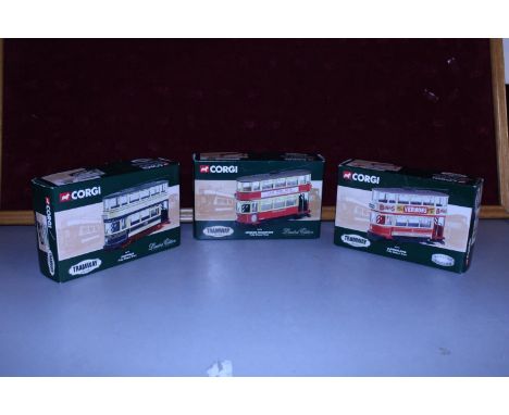 Three boxed Corgi tram models 