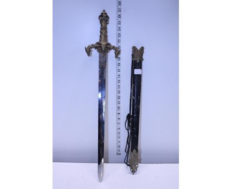 A 28" Fantasy Dragon and Goathead sword and scabbard, shipping unavailable 