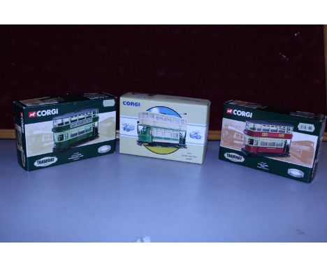 Three boxed Corgi tram models 