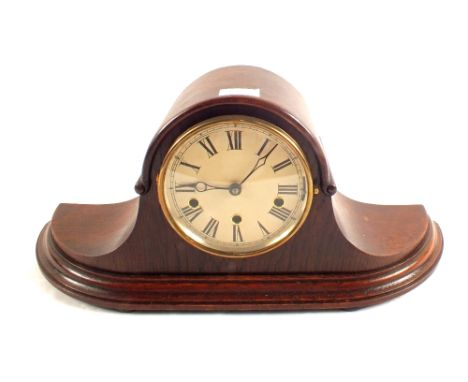 An Oak chiming mantel clock plus a Walnut clock