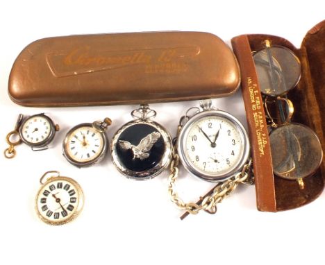 Two lady's Silver watches, harmonica etc