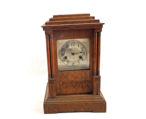An Oak wall clock plus a striking mantel clock