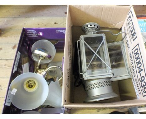 A candle lamp, hall lantern and wall lights (two boxes)