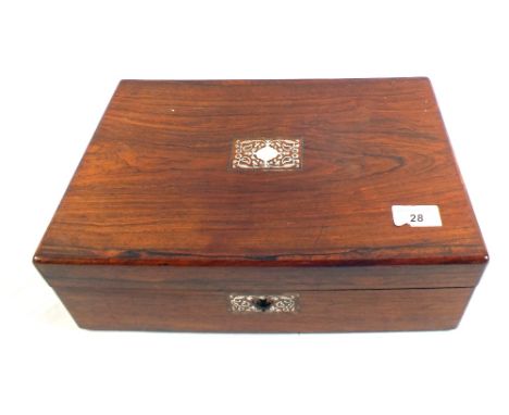 A Victorian Rosewood and Mother of Pearl writing slope (light base loss)