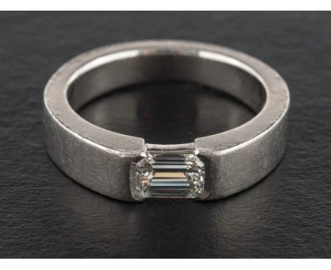 A platinum octagonal, step-cut diamond ring,: estimated diamond weight ca. 0.50ct, H-I colour, VVS1-2 clarity, with hallmarks