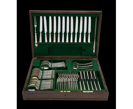 An Elizabeth II silver Marie pattern part flatware service, maker Garrard & Co Ltd, Sheffield, 1966: includes twelve table fo