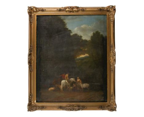 Follower of John White Abbott [18/19th Century]Horsemen and cattle in a wooded landscape,oil on canvas, 80 x 64cm.* Provenanc