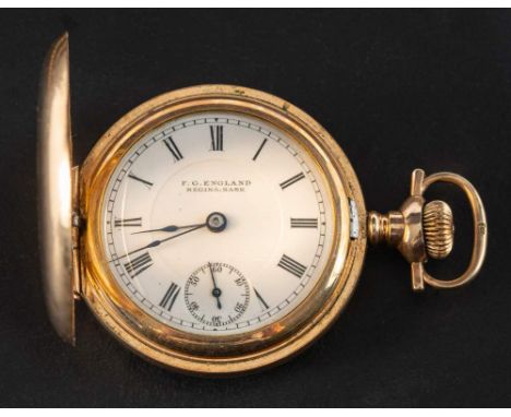 Regina, a Canadian gold-plated hunter pocket watch: the movement having a lever escapement and stamped Regina, Precision Watc