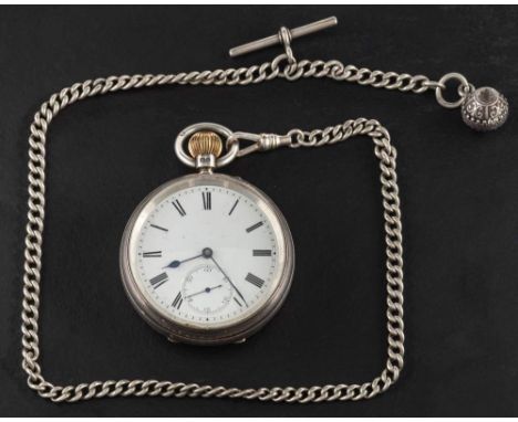 Rotherham & Sons, Coventry, a silver open-faced keyless pocket watch: the full-plate movement having a lever escapement and m