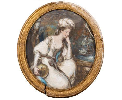 Attributed to Daniel Gardner A.R.A (British, 1750-1805)Portrait of a lady, possibly Harriett Elizabeth Owen Full-length, port