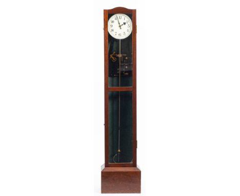 A mahogany cased Synchronome master clock: the movement stamped Synchronome Patented and numbered 48092, the seven-inch round