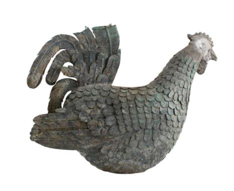 A large copper weather vane: in the form of a cockerel, 48cm high.