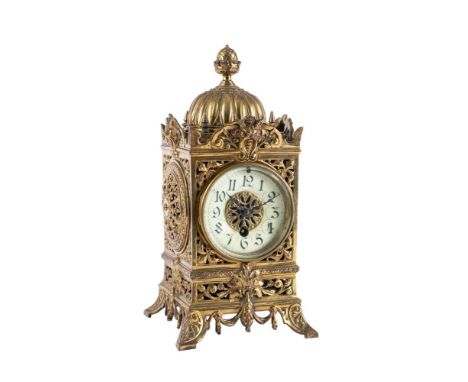 Samuel Marti, Paris, a brass mantle clock: the eight-day duration timepiece movement stamped with the trademark for the maker