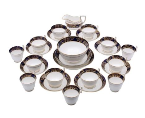 A Spode porcelain London shape part tea service: comprising eight cups, five smaller cups, eight saucers, milk jug, waste bow