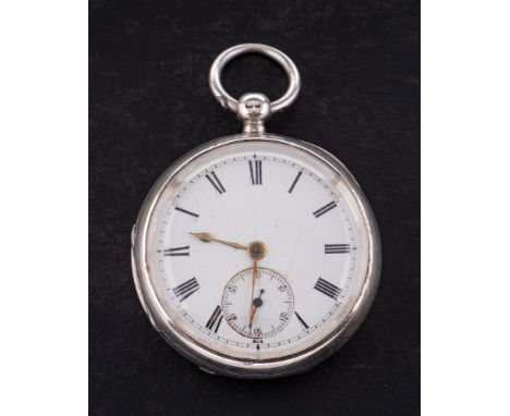 A silver key-wound pocket watch: the single-fusee full-plate movement having an engraved balance cock to the lever escapement
