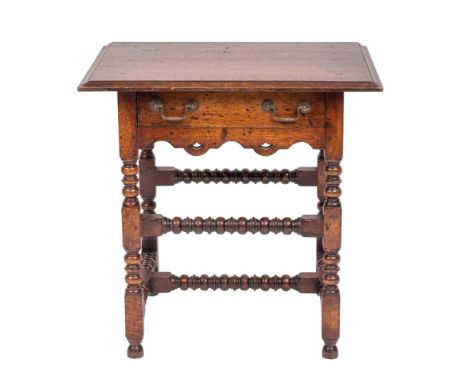A Victorian oak lowboy in late 17th / early 18th century taste, late 19th century,: the rectangular top with moulded front an