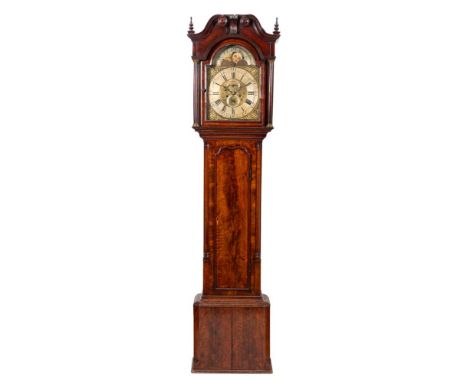 Peter Clare, Manchester. a Georgian walnut moonphase longcase clock: the eight-day duration movement striking the hours on a 