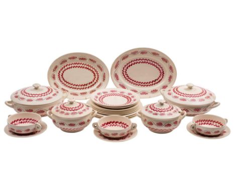 A Clarice Cliff Bizarre part dinner service designed by Milner Gray for the 1934 Harrods Art in Industry Exhibition: painted 