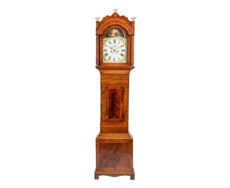 A mahogany Westcountry longcase clock: the eight-day duration movement striking the hours on a bell with the twelve-inch pain