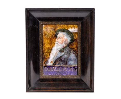 Mary C Beck, "Der Adler Konig" ('The Eagle King') Portrait in enamel: mounted in its original frame, bears paper label to ver
