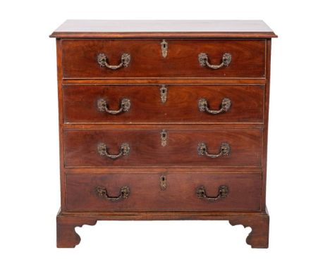 A George III mahogany secretaire chest of drawers, last quarter 18th century,: the top with ogee moulded front and side edges