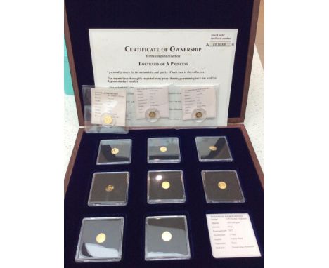 'Portraits of a Princess,' a collection of 8x .585/14ct gold coins, each proof Struck with a portrait of Princess Diana, each