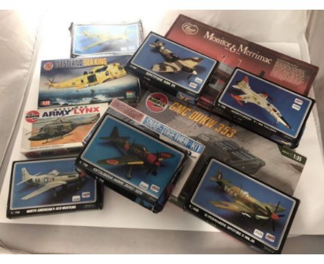 Airfix model kits including GMC DUKW 353, Westland Sea King, Westland Army Lynx, six Starfix kits, Scalecraft snap-together A