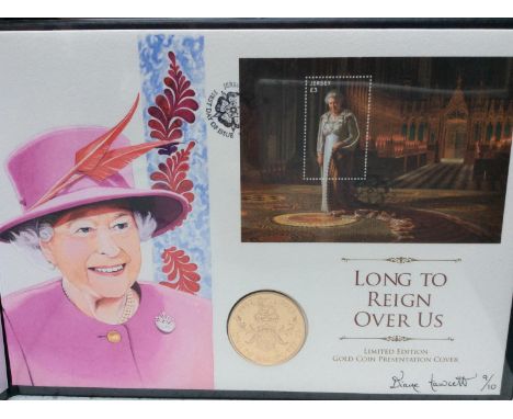 A Westminster limited edition 9/10 'The Longest Reigning Monarch Hand Painted Portrait Cover by Diane Fawcett, with 2015 Gold