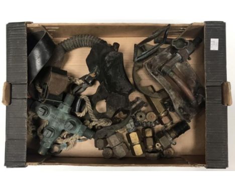 Various Siebe Gorman and Heinke brass fittings, blanking nuts and connectors, for diver's air supply, including a helmet stud