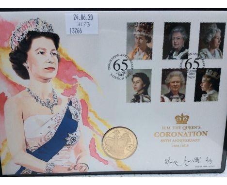 A Westminster 'Limited edition 2/5 'Sapphire Coronation Anniversary Gold Coin Cover' comprising 2018 Proof Struck Five Pounds