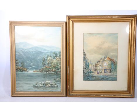 JOHN HAMILTON GLASS SSA (Scottish 1820-1885)&nbsp; Two works, 'Bristo Street and Charles Street Edinburgh' and 'River Tweed n