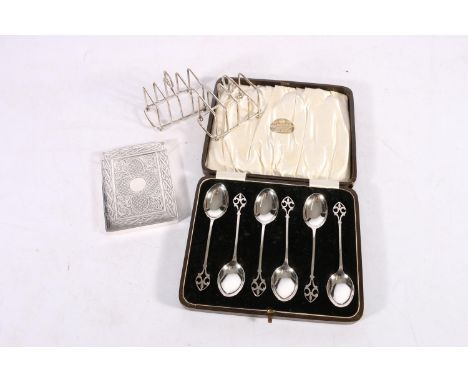 George V pair of sterling silver four division toast racks, Haseler Brothers, Birmingham 1911, 77g, Victorian sterling silver